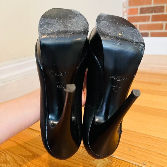 Saint Laurent YSL Black Calfskin Janis Stiletto Heel Platform Pumps 38.5 - Picture 12 of 16